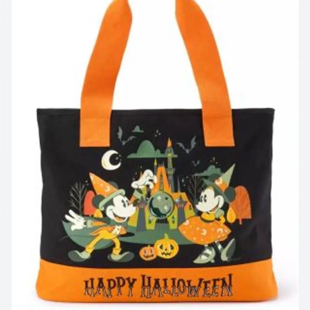 🆕 2025 Disney XL Canvas Halloween Tote Bag Trick or Treat Duffle